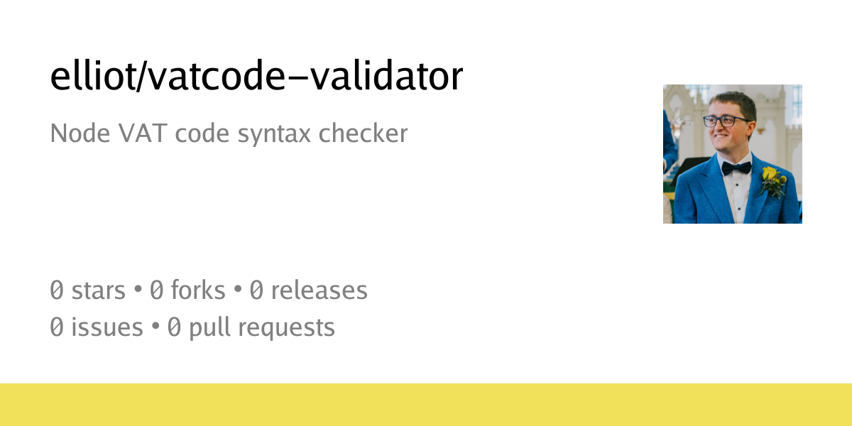 elliot/vatcode-validator: Node VAT code syntax checker - git ...